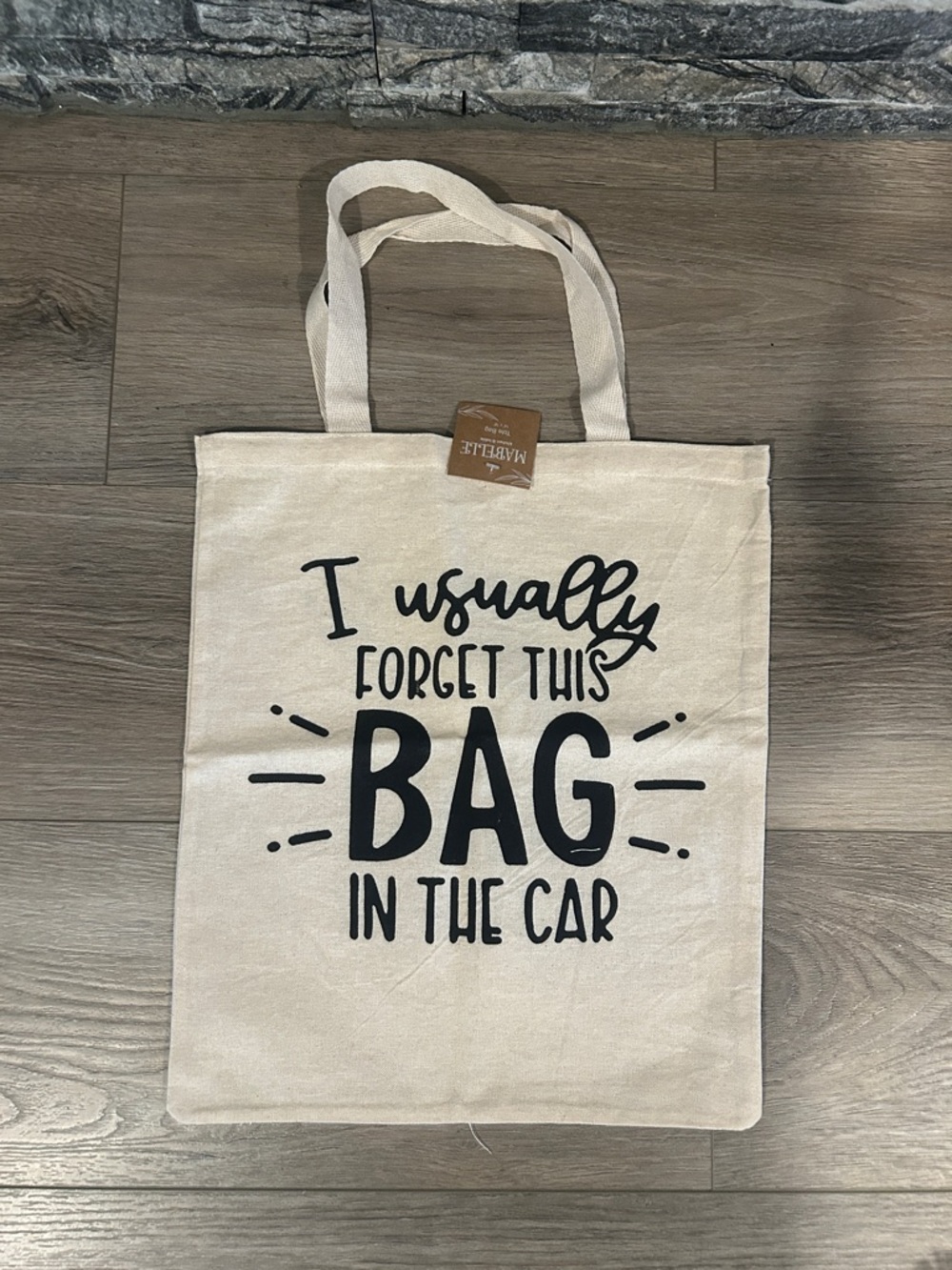 NWT Cream Canvas Tote with Black Slogan - Casual Everyday Bag